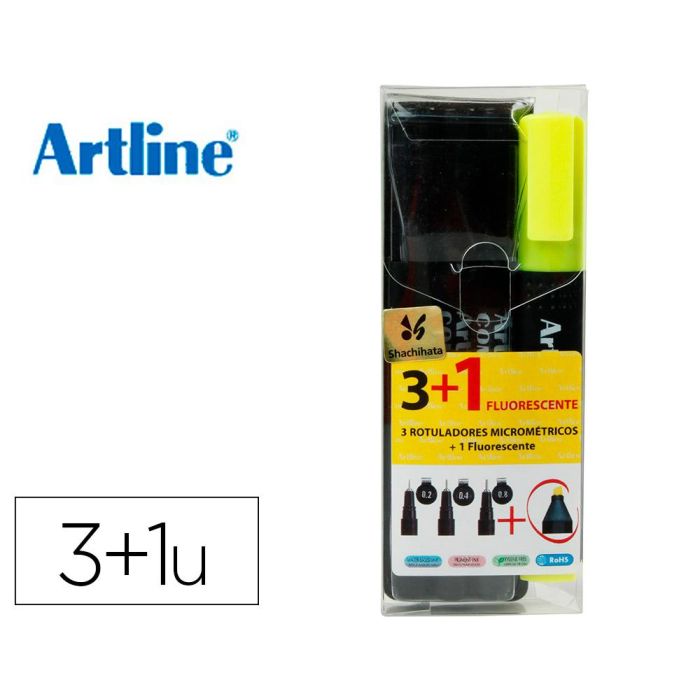 Rotulador Artline Comic Pen Calibrado Micrometrico Negro Bolsa De 3 Uds 0,2 0,4 0,8 + Permanente 853