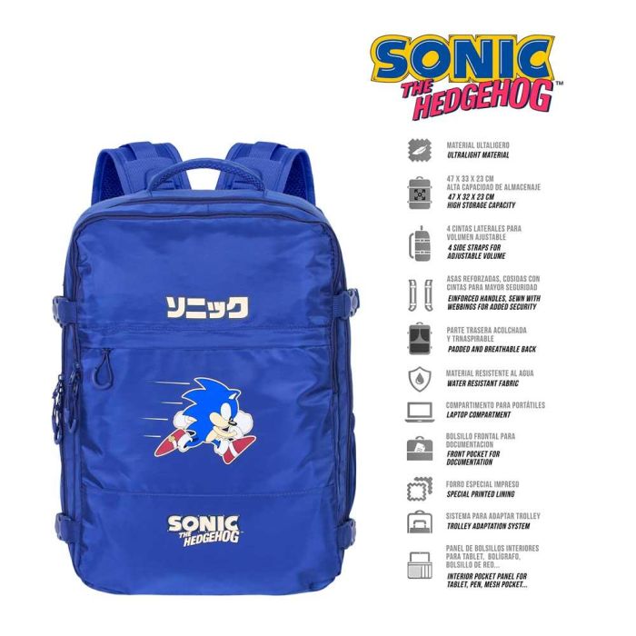 Mochila de Viaje Mercury Grande 47x23x33cm Action Sonic The Hedgehog - SEGA Azul 1