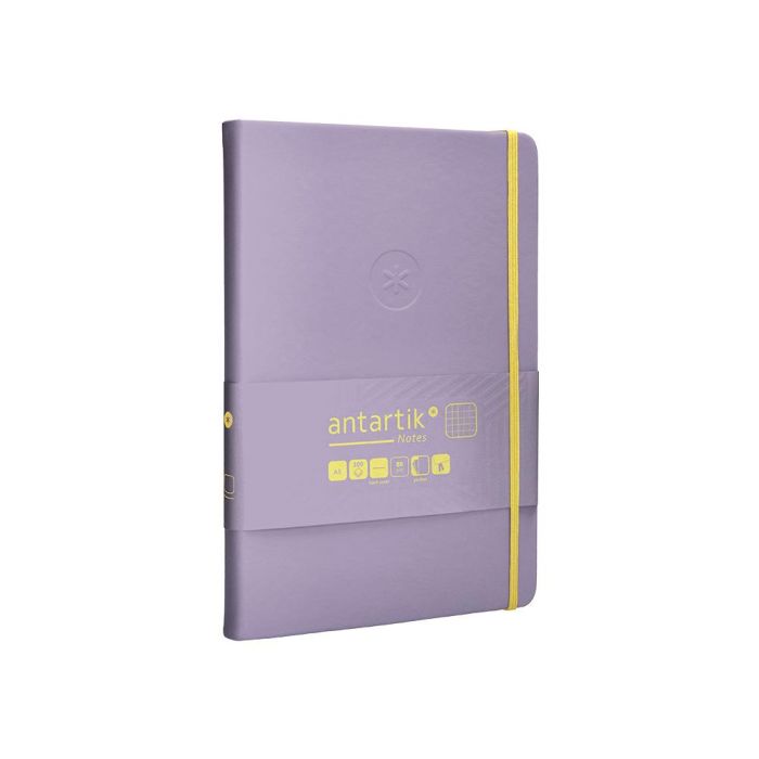 Cuaderno Con Gomilla Antartik Notes Tapa Dura A5 Hojas Cuadricula Morado Y Amarillo 100 Hojas 80 gr Fsc 4