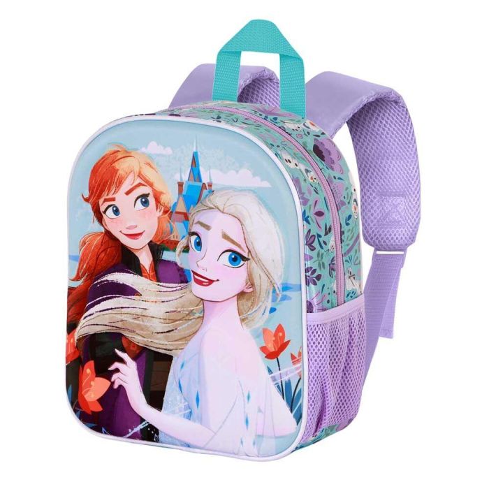Disney Frozen 2 Mochila Preescolar 3D Relieve Frontal Azul con Bolsillo Lateral Malla, Espalda y Correas Acolchadas, 7 Litros, 30 cm 2