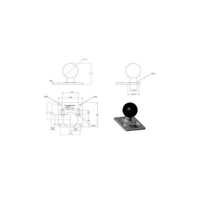 RAM Mounts RAM 75x75mm VESA Plate with Ball 1 RAM Mounts RAM 75x75mm VESA Plate with Ball 1