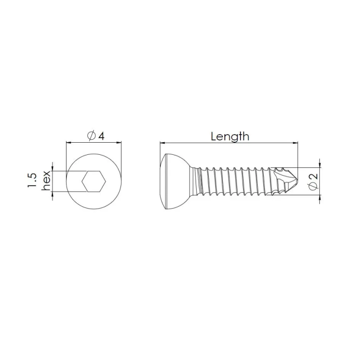 Csst2008 2.0 mm Cortical Self Tapping Screw Long 8 mm