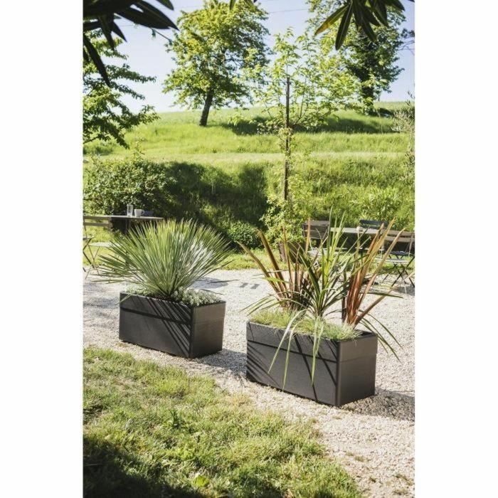 EDA EDA3086960275303 Jardinera CAREL Gris antracita 63 L con ruedas 78x39x39 cm para exterior e interior 2