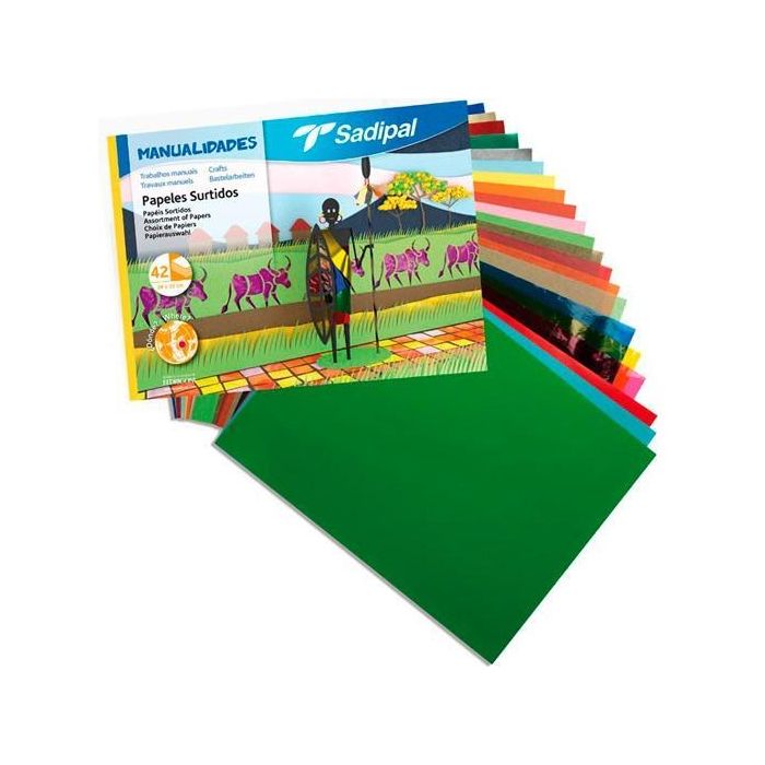 Sadipal Papeles Surtidos Para Manualidades 32x24 cm Pack 42 Hojas Colores Sadipal Papeles Surtidos Para Manualidades 32x24 cm Pack 42 Hojas Colores