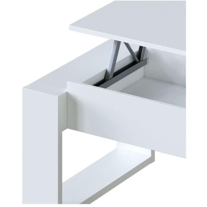 Mesa de centro elevable - Melamina blanca - L 105 x P 55 x H 45 cm NOVA 5