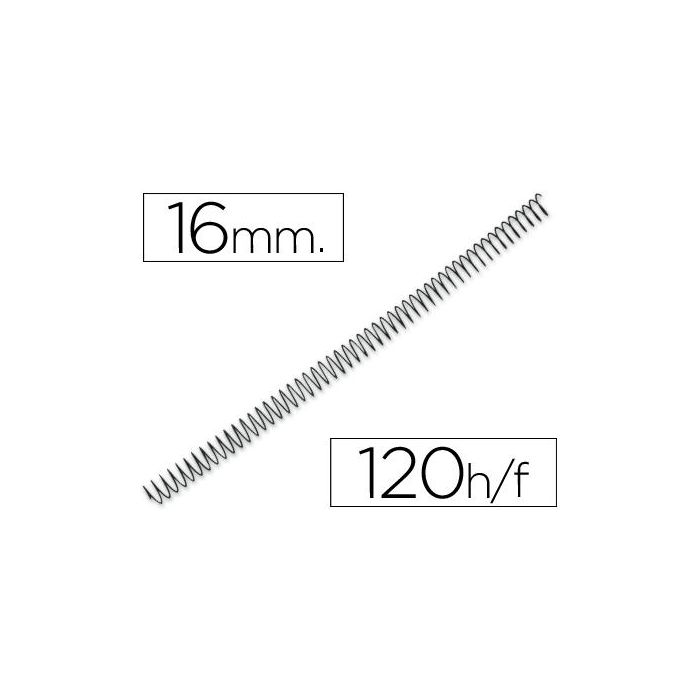 Espiral Metalico Q-Connect 64 5:1 16 mm 1,2 mm Caja De 100 Unidades