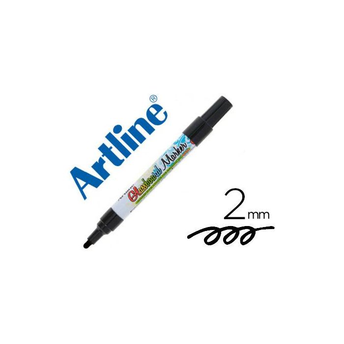 Rotulador Artline Glass Marker Especial Cristal Borrable En Seco O Humedo Color Negro 12 unidades