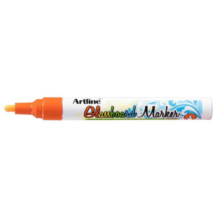 Rotulador Artline Glass Marker Especial Cristal Borrable En Seco O Humedo Color Naranja Fluor 12 unidades 2