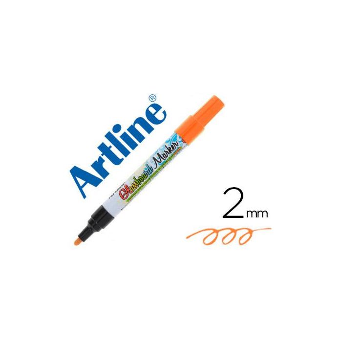 Rotulador Artline Glass Marker Especial Cristal Borrable En Seco O Humedo Color Naranja Fluor 12 unidades