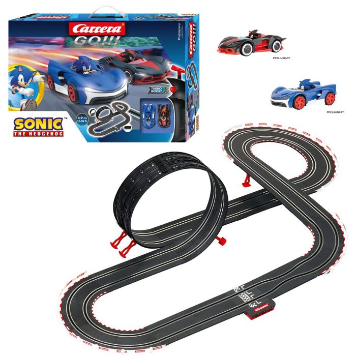 Pista sonic the hedgehog, incluye 2 coches (sonic y shadow) 4,9 metros