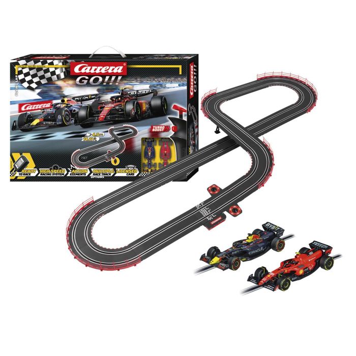 Pista carrera flying lap formula 1. incluye 2 coches (f1 ferrari sainz y f1 red bull verstappen) 4,3 metros