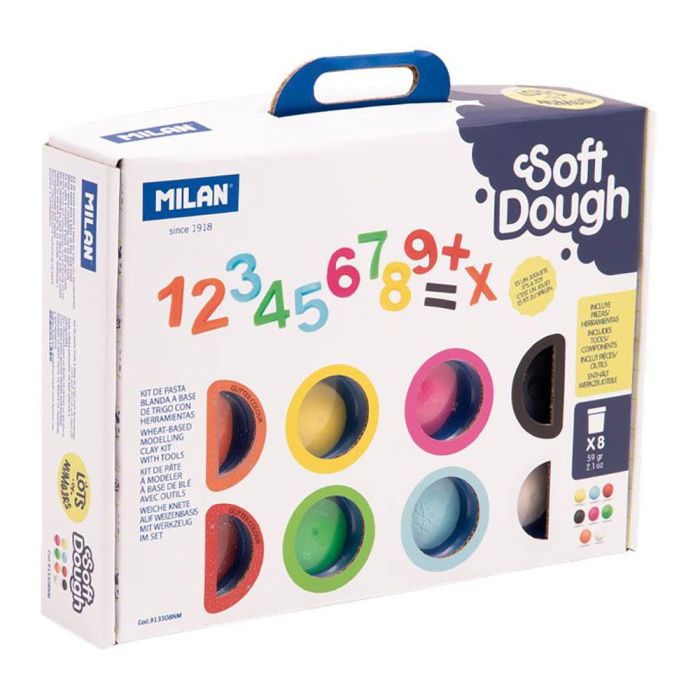 Milan Pasta Blanda Soft Dough Maletín 8 Botes 59 gr C-Herramientas Números C-Surtidos