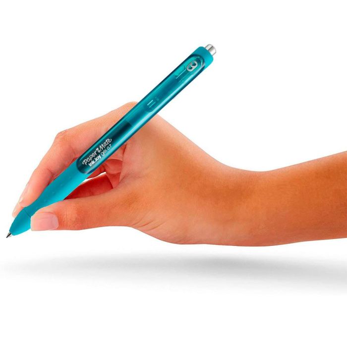 Boligrafo Paper Mate Inkjoy Retractil Gel Pen Trazo 0,7 mm Verde Azulado 12 unidades 4