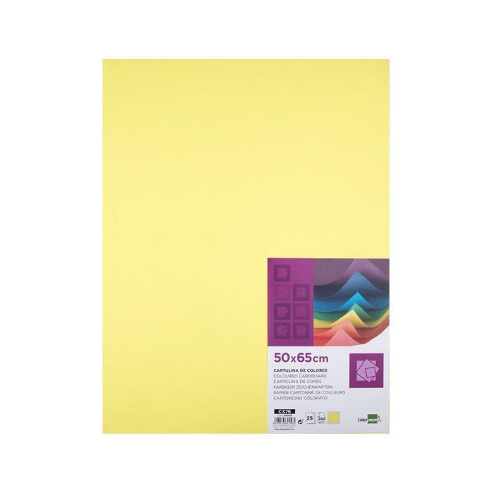 Cartulina Liderpapel 50x65 cm 240 gr-M2 Amarillo Medio Paquete De 25 Hojas