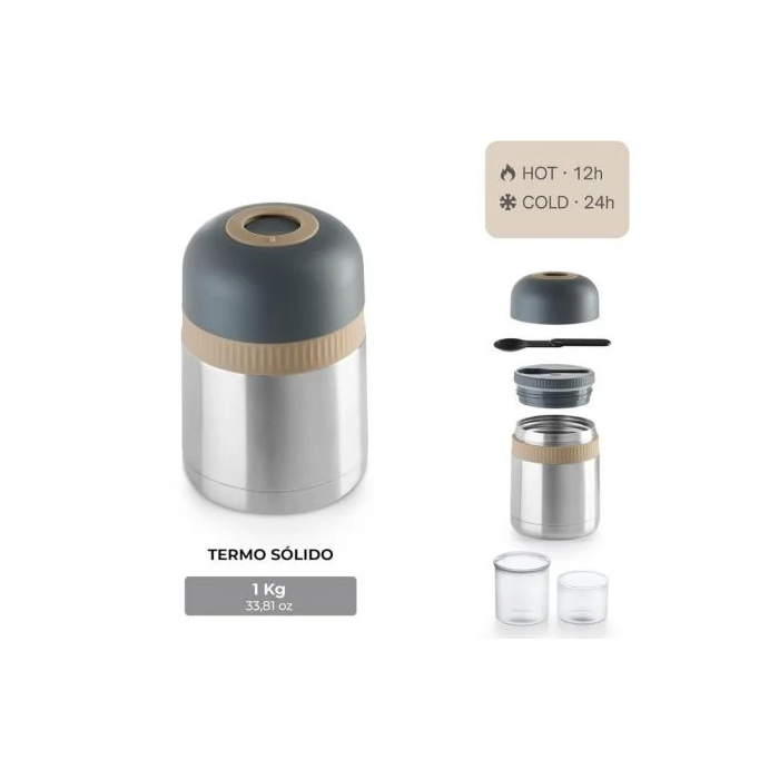Bra Termo Enjoy Signature A196123, 1000ml, Acero Inoxidable, para Alimentos y Bebidas, Tapa Segura, Base Antideslizante 1