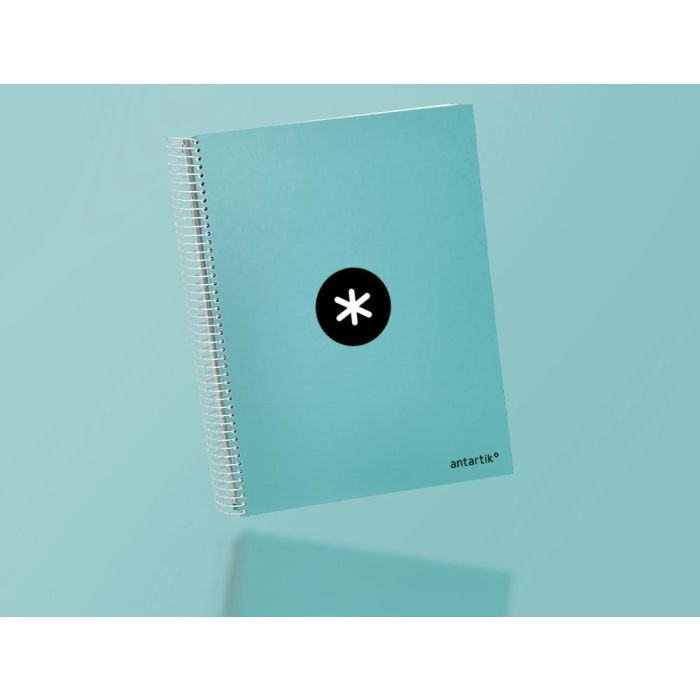 Cuaderno Espiral A4 Micro Antartik Tapa Forrada 120H 90 gr Cuadro 5 mm 5 Bandas 4 Taladros Color Menta 8