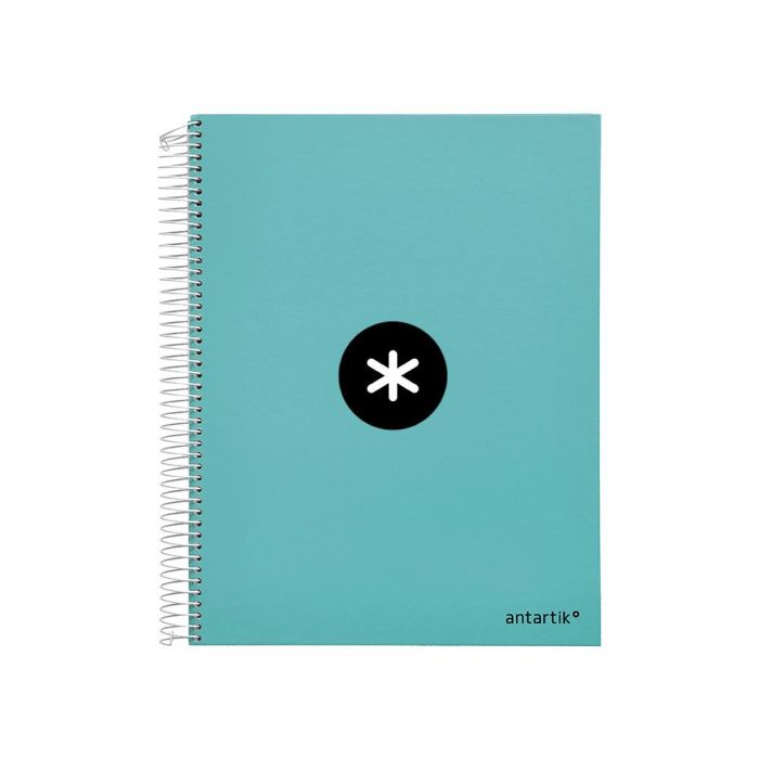 Cuaderno Espiral A4 Micro Antartik Tapa Forrada 120H 90 gr Cuadro 5 mm 5 Bandas 4 Taladros Color Menta 1