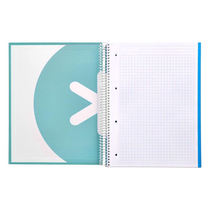 Cuaderno Espiral A4 Micro Antartik Tapa Forrada 120H 90 gr Cuadro 5 mm 5 Bandas 4 Taladros Color Menta 6