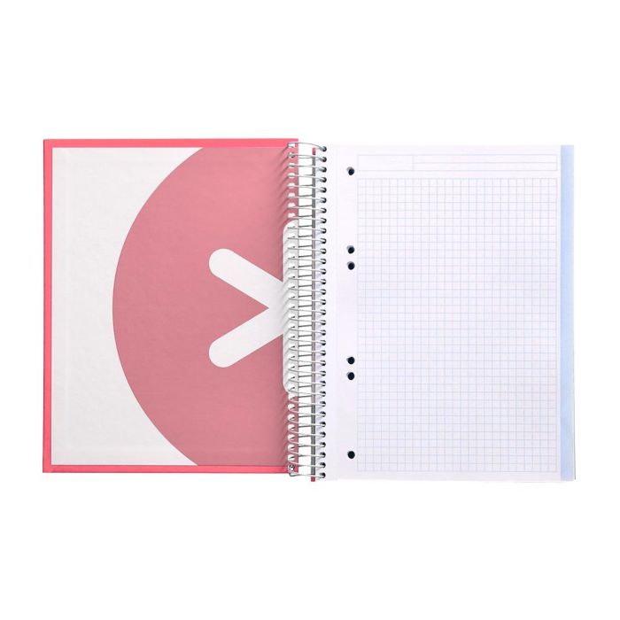 Cuaderno Espiral A5 Micro Antartik Tapa Forrada120H 90 gr Cuadro 5 mm 5 Band 6 Taladros Color Coral 3