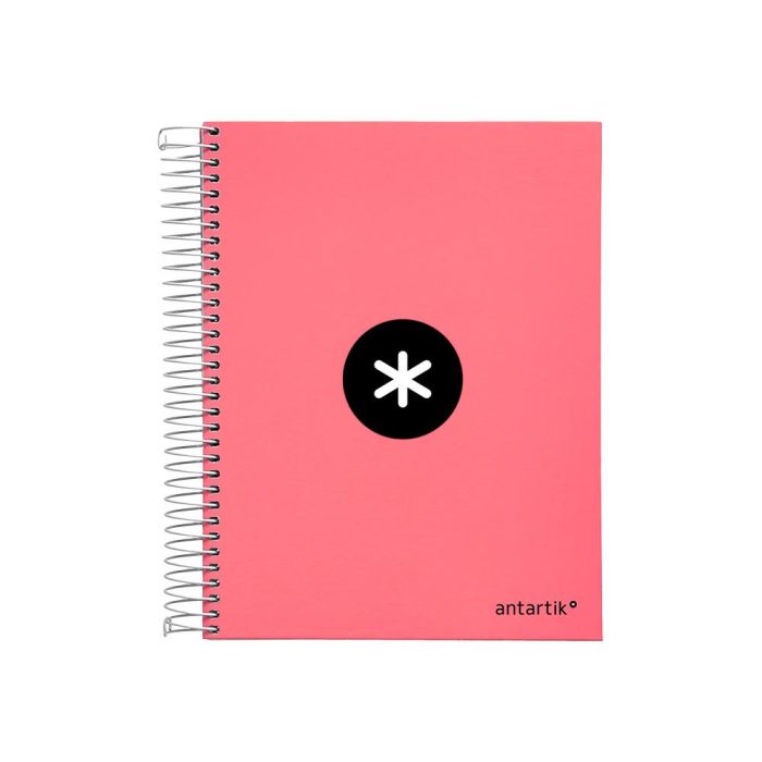 Cuaderno Espiral A5 Micro Antartik Tapa Forrada120H 90 gr Cuadro 5 mm 5 Band 6 Taladros Color Coral 1