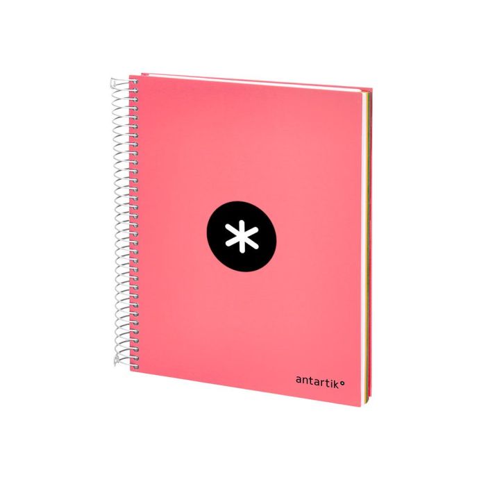 Cuaderno Espiral A5 Micro Antartik Tapa Forrada120H 90 gr Cuadro 5 mm 5 Band 6 Taladros Color Coral 3