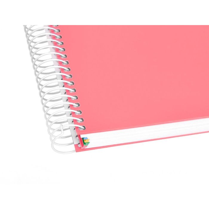 Cuaderno Espiral A5 Micro Antartik Tapa Forrada120H 90 gr Cuadro 5 mm 5 Band 6 Taladros Color Coral 7