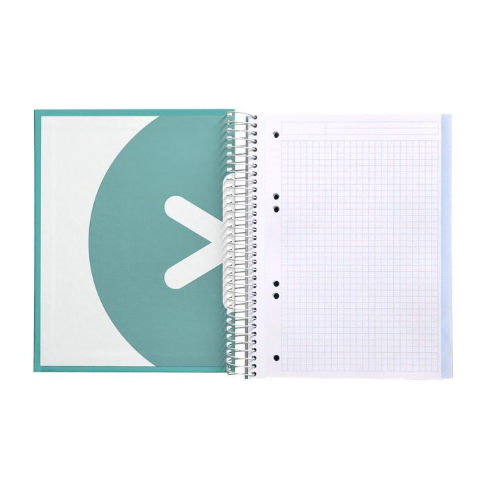 Cuaderno Espiral A5 Micro Antartik Tapa Forrada120H 90 gr Cuadro 5 mm 5 Banda6 Taladros Color Menta 6