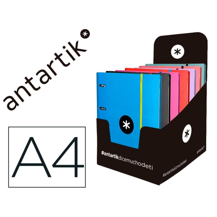 Carpeta Con Recambio Antartik A4 Cuadro 5 mm Forrada 4 Anillas 40 mm Redondas Con Solapa Colores Surtidos 10 unidades