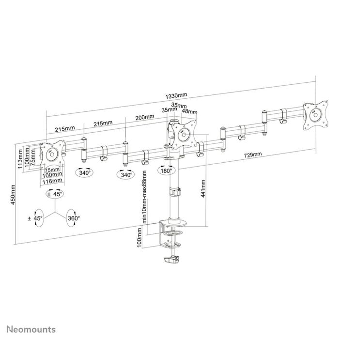 Soporte de Mesa para Pantalla Neomounts NM-D135D3BLACK       1