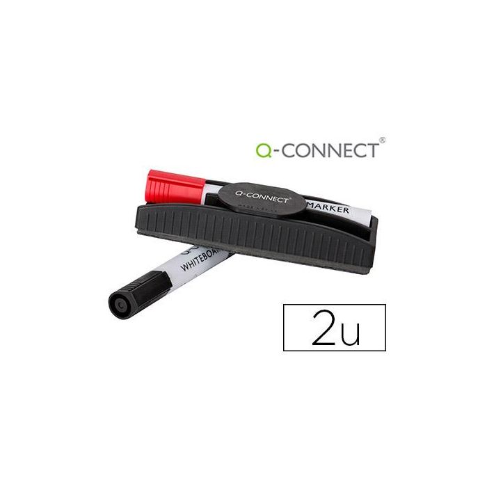 Borrador Q-Connect Magnetico Con Rotulador Rojo Y Negro Para Pizarra Blanca