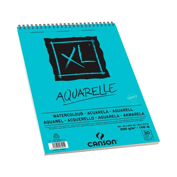 Bloc Dibujo Acuarela Canson XL Aquarelle Grano Fino Din A4 Microperforado Espiral 21x29,7 cm 30 Hojas 300 gr-M2 2