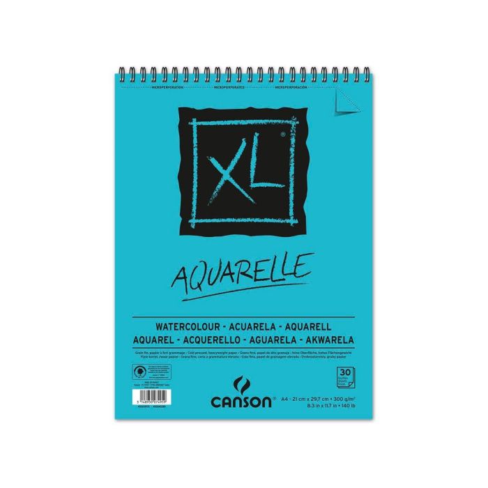 Bloc Dibujo Acuarela Canson XL Aquarelle Grano Fino Din A3 Microperforado Espiral 29,7x42 cm 30 Hojas 300 gr-M2 1