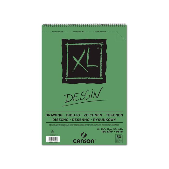 Bloc Dibujo Canson XL Dessin Din A3 Liso Microperforado Espiral 29,7x42 cm 50 Hojas 160 gr-M2 1