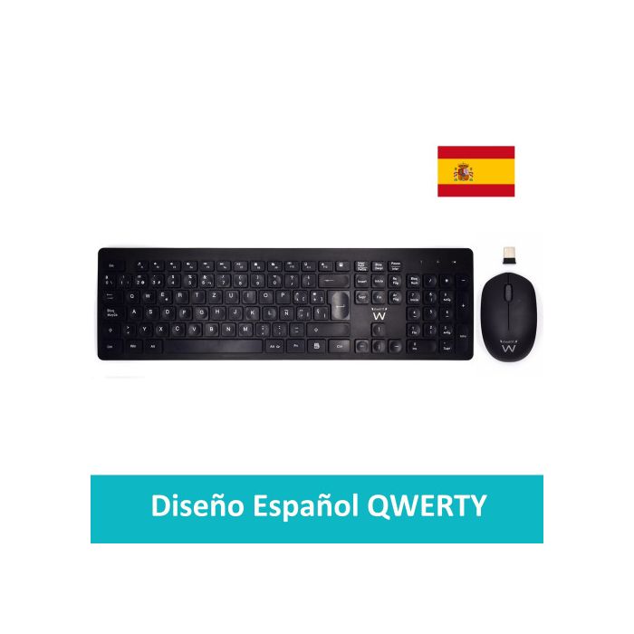 Teclado y Ratón Inalámbrico Ewent EW3256 2.4 GHz Negro Qwerty Español QWERTY 1