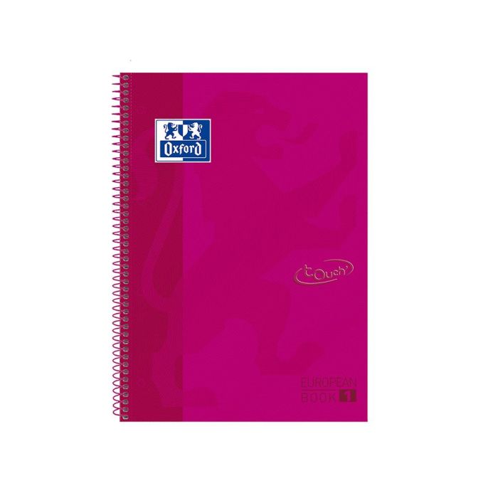 Cuaderno Espiral Oxford Ebook 1 Tapa Extradura Din A4+ 80 H Cuadricula 5 mm Rosa Frambuesa Touch 5 unidades 1