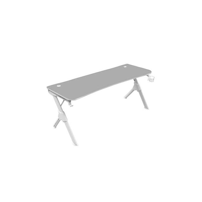 Mars Gaming Mgdxl Mesa Gaming XL Blanca 160x60cm para Ordenador con Gancho Auriculares y Pasacables de Acero y PB