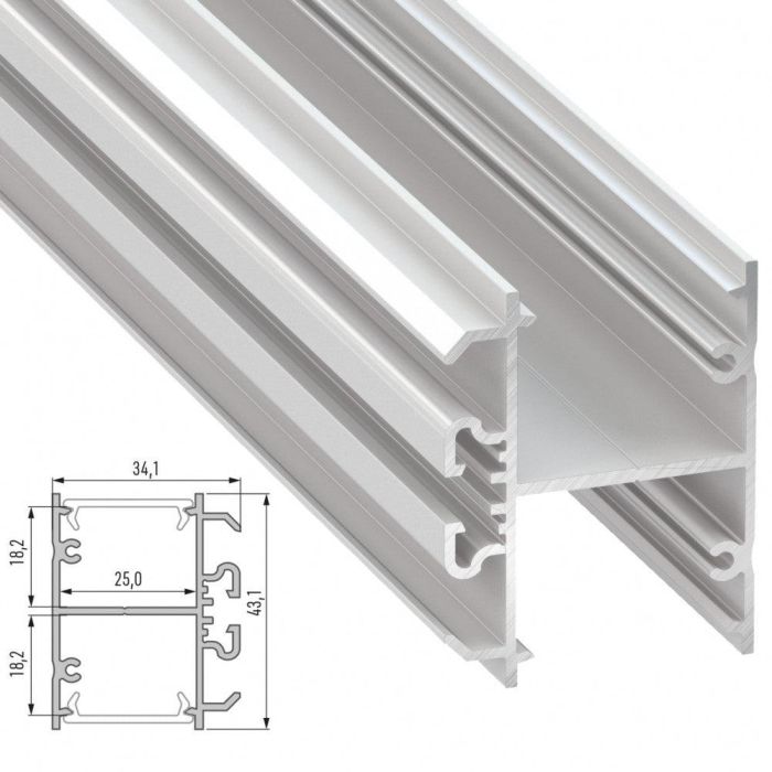 Perfil Aluminio Tipo DOPIO 2,02M Perfil Aluminio Tipo DOPIO 2,02M