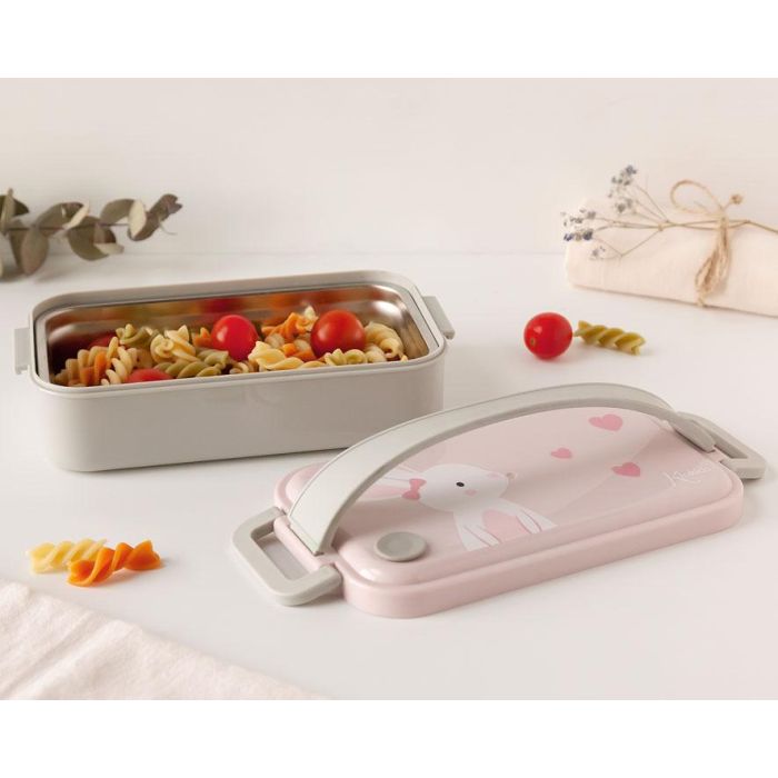Caja Almuerzo Acero Inoxidable Conejo Rosa 1