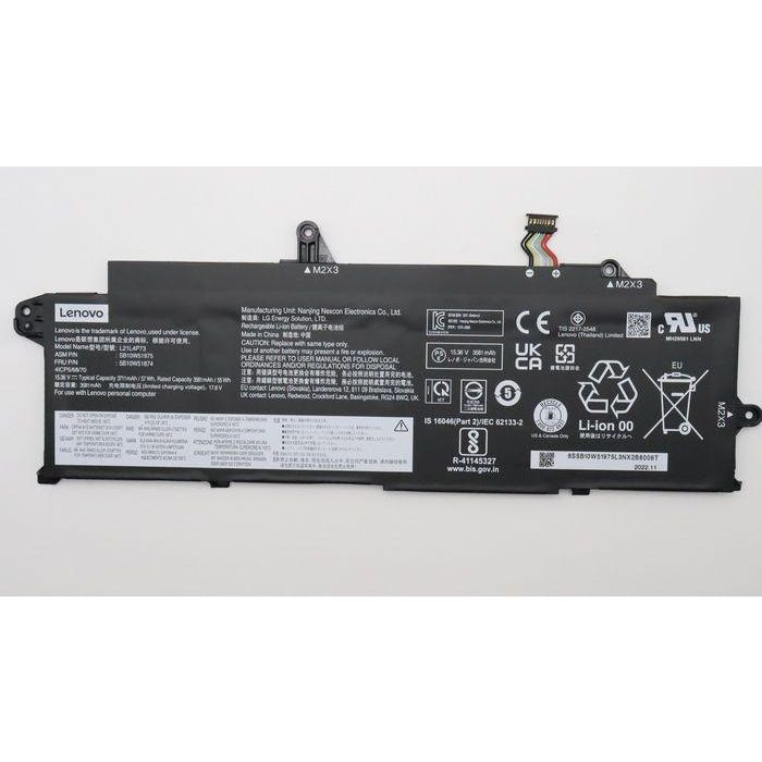 Lenovo Internal lithium-ion battery for Lenovo laptops, 57Wh capacity, 4 cells, 15.36V, with multiple safety features. Lenovo Internal lithium-ion battery for Lenovo laptops, 57Wh capacity, 4 cells, 15.36V, with multiple safety features.