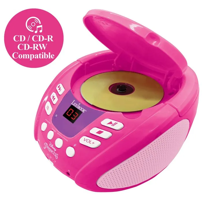 Lexibook Reproductor de CD Bluetooth Princesa de Disney con Efectos de Luz Multicolor, Compatible con Smartphones y Tablets 3