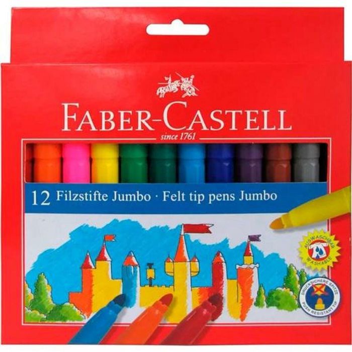 Set de Rotuladores Faber-Castell Jumbo Estuche Multicolor (12 Unidades) 1