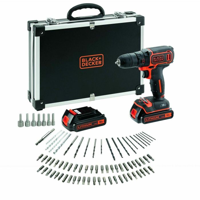 Black & Decker BDCDC18BAFC Taladro Atornillador Inalámbrico 18V Li-Ion 2 Baterías, 80 Accesorios, Vel. Variable, 10 Pos. Torque 19 Black & Decker BDCDC18BAFC Taladro Atornillador Inalámbrico 18V Li-Ion 2 Baterías, 80 Accesorios, Vel. Variable, 10 Pos. Torque 19