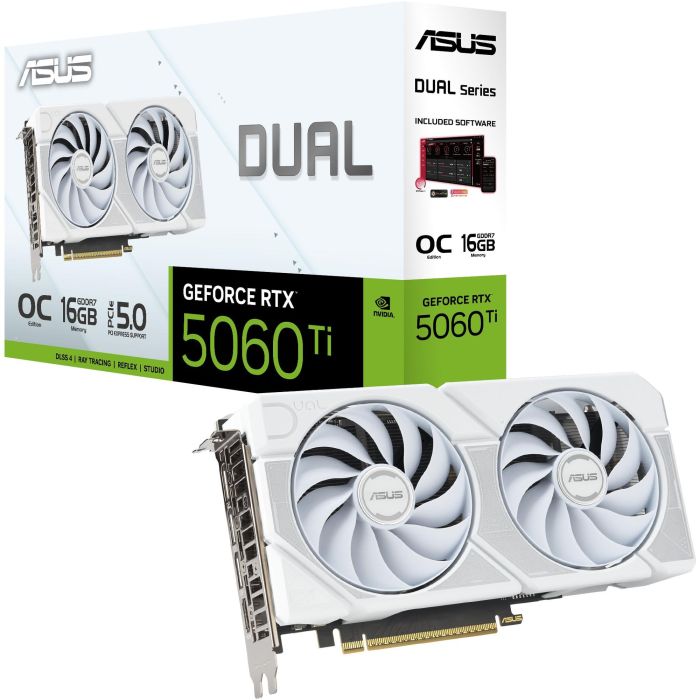 ASUS DUAL-RTX5060TI-O16G-WHITE NVIDIA GeForce RTX 5060 Ti 16GB GDDR7 Blanca PCIe 5.0 5 ASUS DUAL-RTX5060TI-O16G-WHITE NVIDIA GeForce RTX 5060 Ti 16GB GDDR7 Blanca PCIe 5.0 5