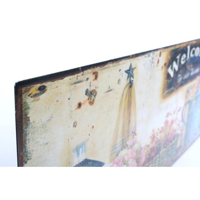 DKD Home Decor Decoración de Pared Shabby Chic Metal Multicolor con Diseño Lavanda Surtido 50x20x1 cm Pack 6 Unidades 1