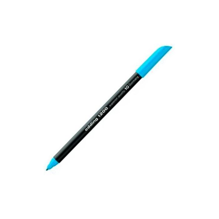 Edding Rotulador 1200 Fibra Punta Fina 1mm Azul Claro - Ideal Escritura/Bocetos Papel Claro (10 Unidades) (10 Unidades)