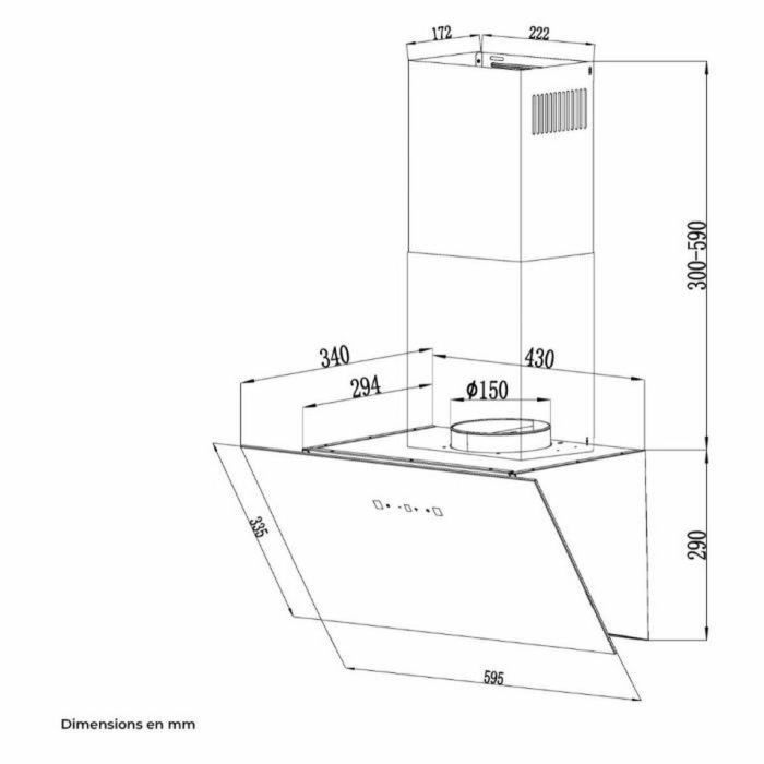 Continental Edison Campana Decorativa Inclinada CEHDI60B, Clasificación Energética A+++, L60 cm, Negro 1