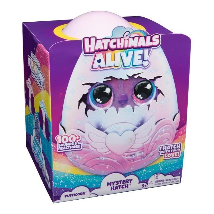 Peluche hatchimals alive secret hatch pufficorn. son criaturas mágicas que necesitan tu amor y cuidado para salir del cascarón. 25,4x20,02x20,02 cm 5