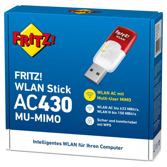 AVM FRITZ!WLAN USB Stick AC 430 MU-MIMO Inalámbrico USB WLAN 433 Mbit/s 1