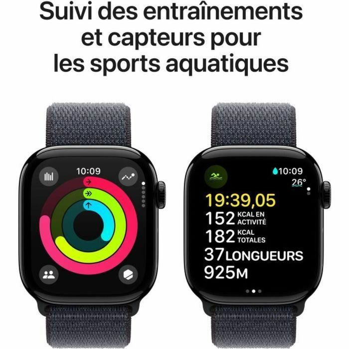 Apple Watch Series 10 GPS - 42 mm - Caja de aluminio en negro azabache - Correa deportiva Ink 3