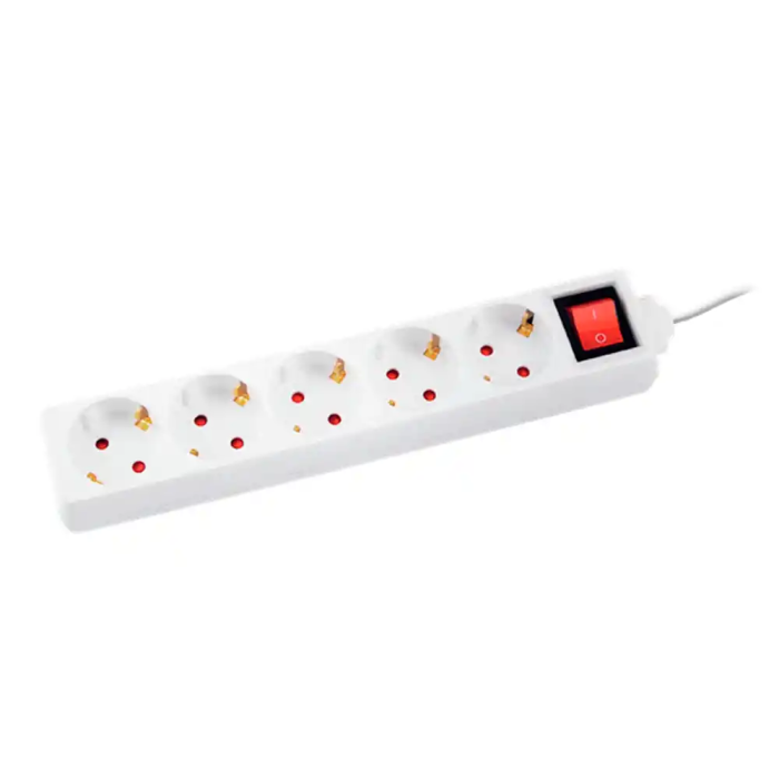 Q-connect Regleta 5 Tomas de Corriente con Interruptor Cable 1,5m Blanco 1